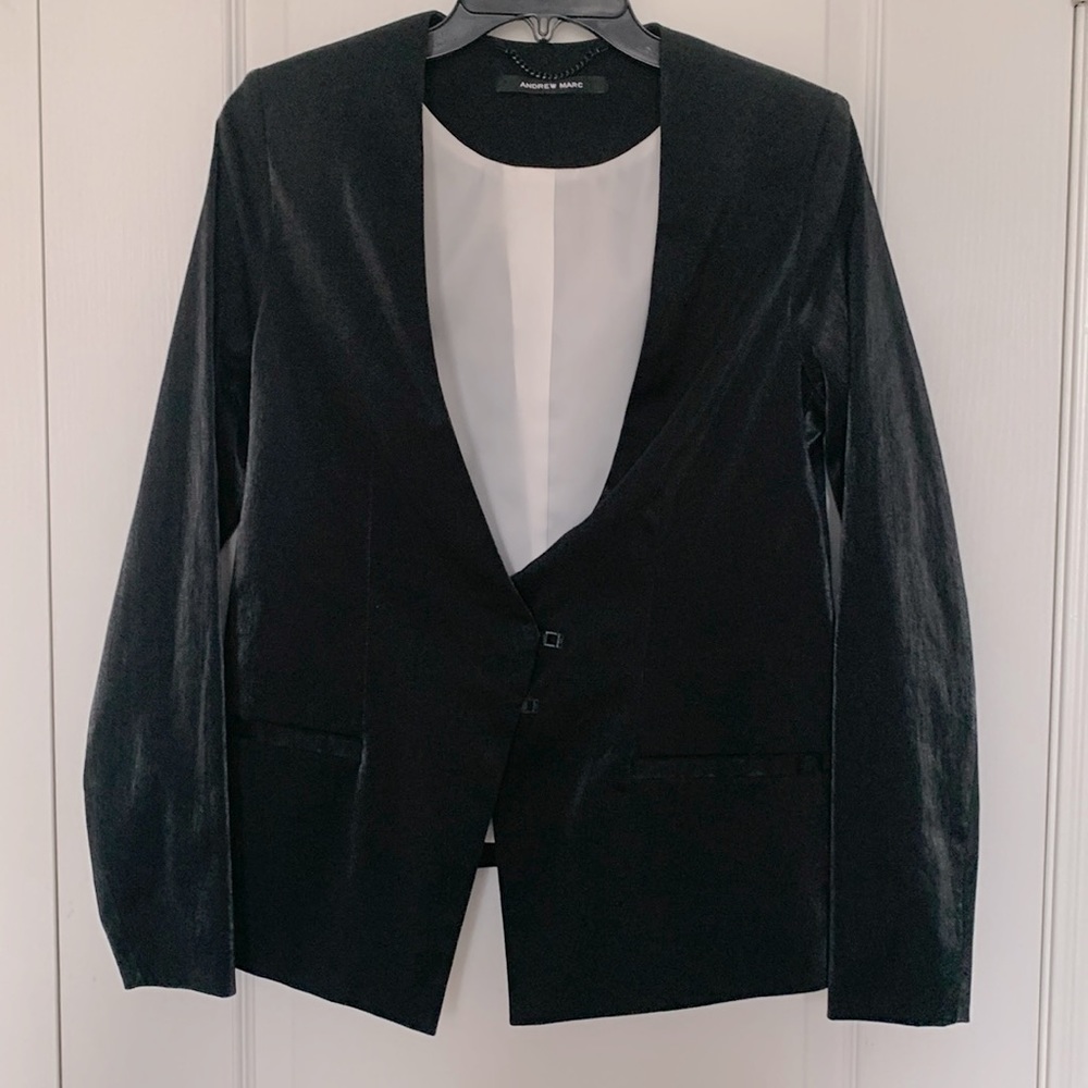 Black shiny Andrew Marc Blazer